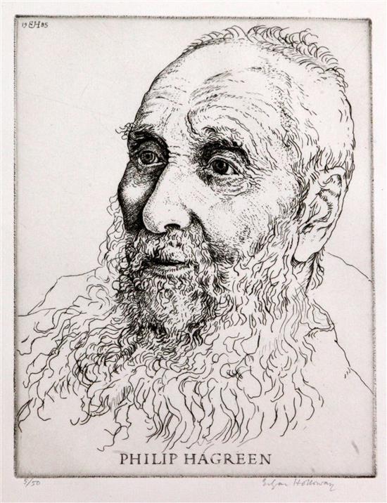 Edgar Holloway (1914-2008) Philip Hagreen 1985, 204 x 158mm.